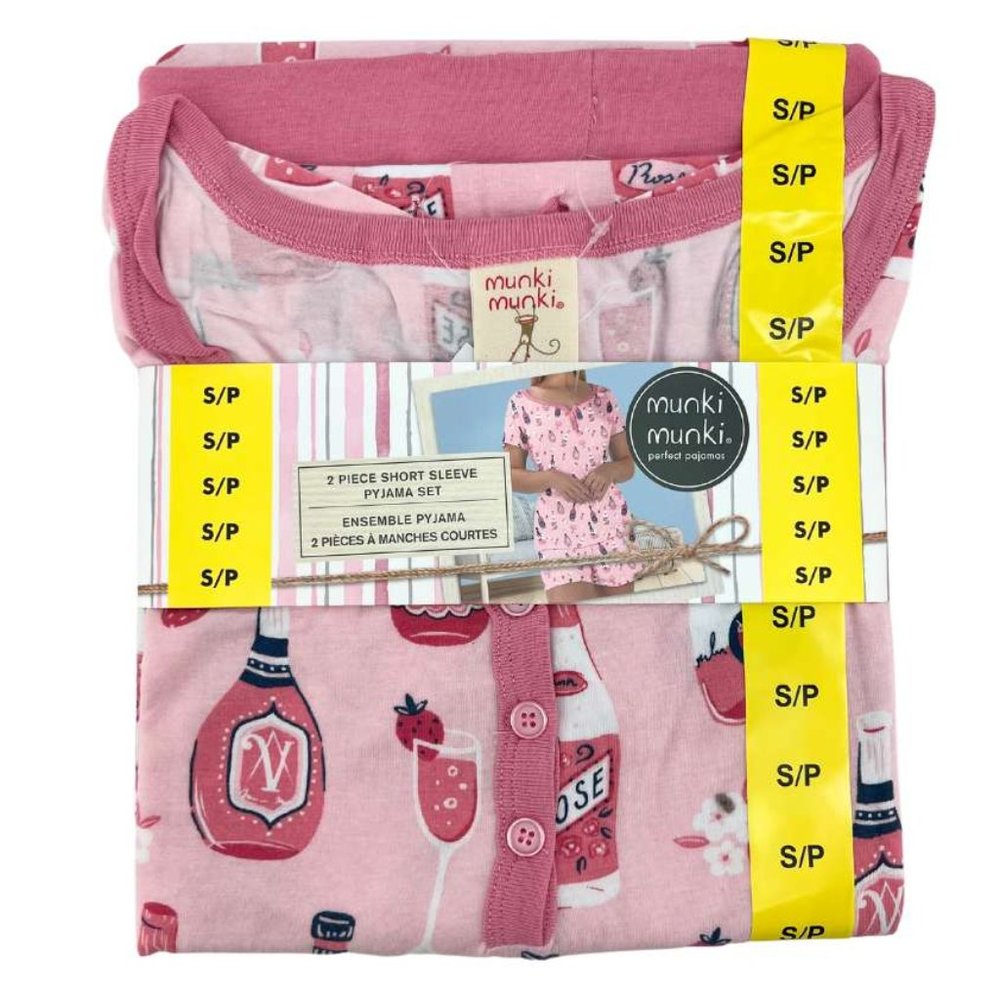 Munki Munki | Women's Short Sleeve Pyjama Set | 2 Pieces | Pink | Size Small NEW